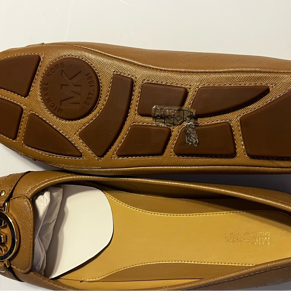 Michael Kors Cognac Brown Leather MK Emblem Ballet Flats - Picture 3 of 5